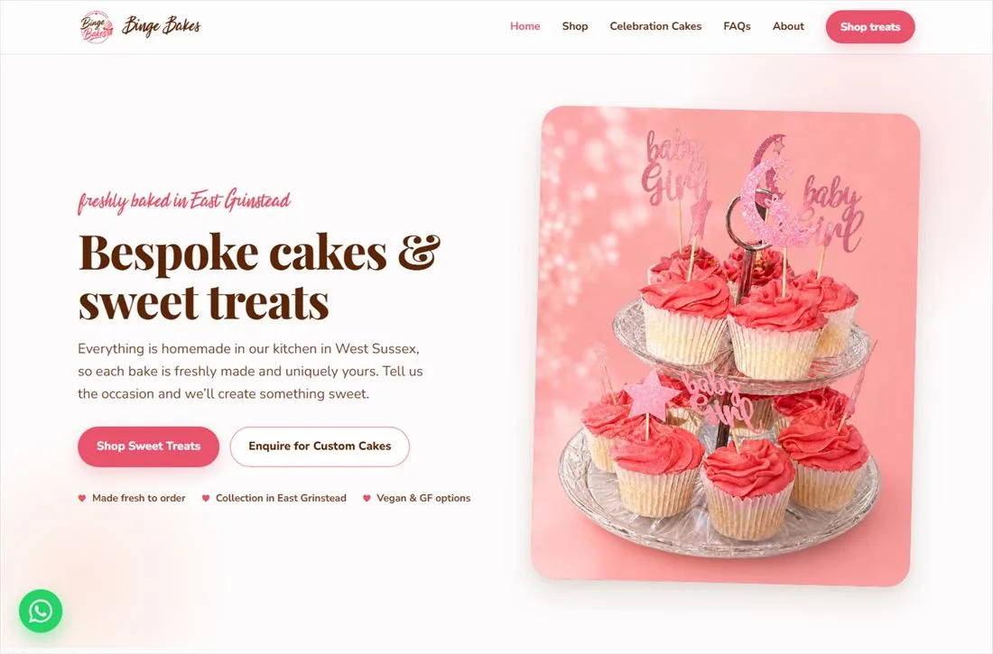 Binge Bakes website